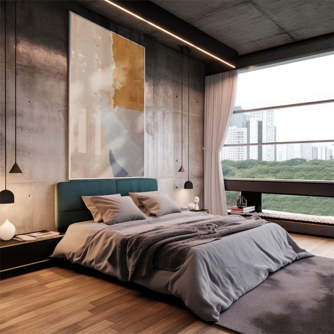 Quadro Decorativo: Abstração e Ternura em Tons Suaves - quadros decorativos 1 Tela Vertical, 3 Telas - em escritorio elegante