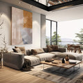 Quadro Decorativo: Abstração e Ternura em Tons Suaves - quadros decorativos para sala 1 Tela Vertical, 3 Telas - em living room premium