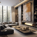 Quadro Decorativo: Abstração e Ternura em Tons Suaves - quadros decorativos 1 Tela Vertical, 3 Telas - em sala moderna