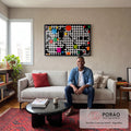 Quadro Decorativo Abstrato Vibrante em sala de estar moderna - quadros decorativos para sala