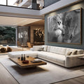 Quadro Decorativo Majestoso Amor Leão - Exclusividade Única - quadros decorativos para sala 1 Tela, 1 Tela Horizontal - em quarto contemporaneo