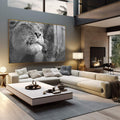 Quadro Decorativo Majestoso Amor Leão - Exclusividade Única - quadros decorativos 1 Tela, 1 Tela Horizontal - em escritorio elegante