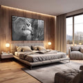 Quadro Decorativo Majestoso Amor Leão - Exclusividade Única - quadros decorativos para sala 1 Tela, 1 Tela Horizontal - em living room premium