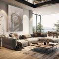 Quadro Decorativo Anel Dourado: Luxo e Elegância - quadros decorativos 1 Tela Vertical, 3 Telas - em sala moderna