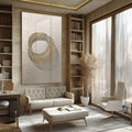 Quadro Decorativo Anel Dourado: Luxo e Elegância - quadros decorativos para sala 1 Tela Vertical, 3 Telas - em ambiente decorado