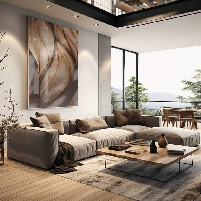 Quadro Decorativo: Serenidade Abstrata - quadros decorativos para sala 1 Tela Vertical, 3 Telas - em living room premium