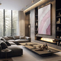 Quadro Decorativo \'Abstração Dinâmica\': Luxo e Modernidade - quadros decorativos 1 Tela Vertical, 3 Telas - em sala moderna