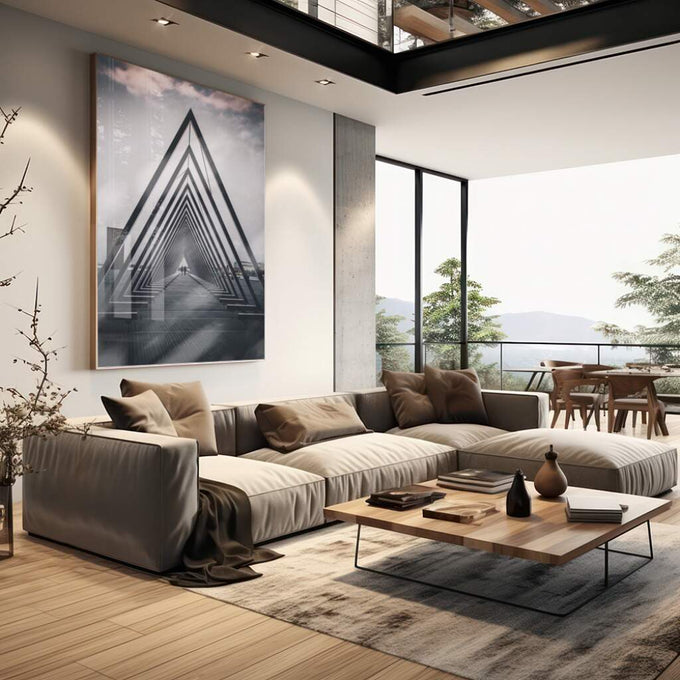 Quadro Decorativo Exclusivo: Ponte Urbana e Reflexões - quadros decorativos para sala 1 Tela Vertical, 3 Telas - em quarto contemporaneo