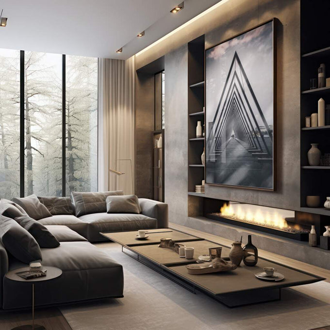 Quadro Decorativo Exclusivo: Ponte Urbana e Reflexões - quadros decorativos 1 Tela Vertical, 3 Telas - em escritorio elegante