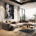 Quadro Decorativo: Essência Feminina em Preto & Branco - quadros decorativos para sala 1 Tela Vertical, 3 Telas - em living room premium