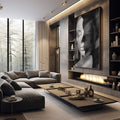 Quadro Decorativo: Essência Feminina em Preto & Branco - quadros decorativos 1 Tela Vertical, 3 Telas - em sala moderna
