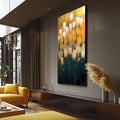 Quadro Decorativo Abstração Vibrante: Energia que Inspira - quadros decorativos para sala 1 Tela Vertical, 3 Telas - em ambiente decorado