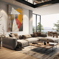 Quadro Decorativo Encontro de Cores - Explosão Abstrata - quadros decorativos para sala 1 Tela Vertical, 3 Telas - em living room premium