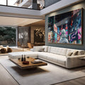 Quadro Decorativo Explorador Urbano: Astronauta Surreal - quadros decorativos para sala 1 Tela, 1 Tela Horizontal - em living room premium