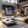 Quadro Decorativo Explorador Urbano: Astronauta Surreal - quadros decorativos 1 Tela, 1 Tela Horizontal - em sala moderna