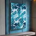 Quadro Decorativo Espuma do Mar: Ondas Vibrantes - quadros decorativos para sala 1 Tela Vertical, 3 Telas - em ambiente decorado