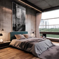 Quadro Decorativo: Elegância Monocromática Abstrata - quadros decorativos 1 Tela Vertical, 3 Telas - em escritorio elegante