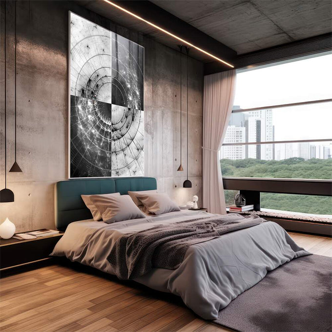Quadro Decorativo Espiral Hipnótica: Toque de Mistério - quadros decorativos 1 Tela Vertical, 3 Telas - em escritorio elegante