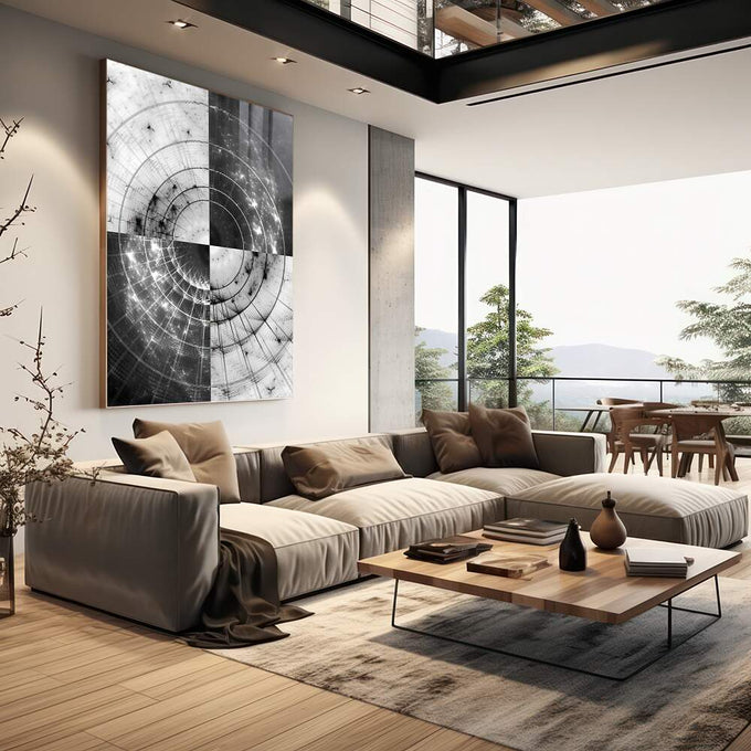 Quadro Decorativo Espiral Hipnótica: Toque de Mistério - quadros decorativos para sala 1 Tela Vertical, 3 Telas - em living room premium