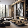 Quadro Decorativo Espiral Hipnótica: Toque de Mistério - quadros decorativos 1 Tela Vertical, 3 Telas - em sala moderna