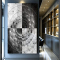 Quadro Decorativo Espiral Hipnótica: Toque de Mistério - quadros decorativos para sala 1 Tela Vertical, 3 Telas - em ambiente decorado