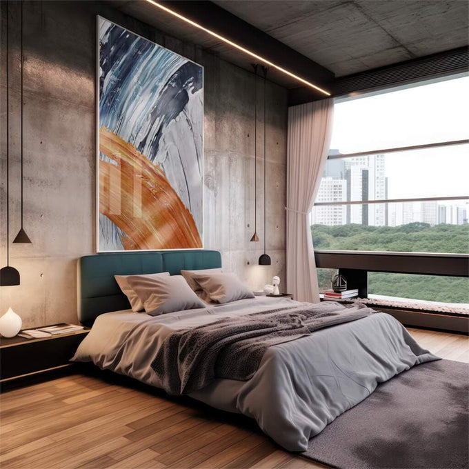 Quadro Decorativo: Explosão de Cores Únicas e Vibrantes - quadros decorativos 1 Tela Vertical, 3 Telas - em escritorio elegante