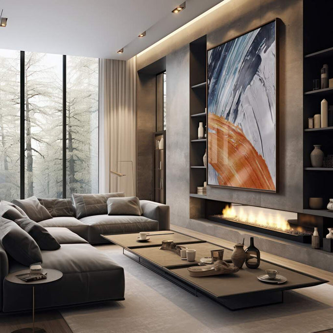 Quadro Decorativo: Explosão de Cores Únicas e Vibrantes - quadros decorativos 1 Tela Vertical, 3 Telas - em sala moderna