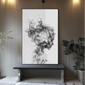 Quadro Decorativo Fumaça e Flor: Beleza em Monocromia - quadros decorativos para sala 1 Tela Vertical, 3 Telas - em ambiente decorado