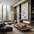 Quadro Decorativo Inspirador: Abstração Espiral em Preto e Branco - quadros decorativos para sala 1 Tela Vertical, 3 Telas - em quarto contemporaneo