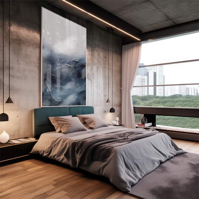 Quadro Decorativo Navegue em Águas Abstratas e Vibrantes - quadros decorativos 1 Tela Vertical, 3 Telas - em escritorio elegante