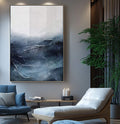 Quadro Decorativo Navegue em Águas Abstratas e Vibrantes - quadros decorativos para sala 1 Tela Vertical, 3 Telas - em ambiente decorado
