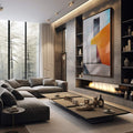 Quadro Decorativo: Geometria Vibrante Única - quadros decorativos 1 Tela Vertical, 3 Telas - em sala moderna