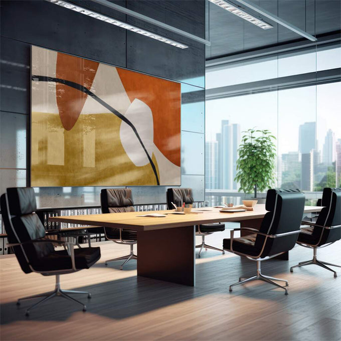 Quadro Decorativo: Abstração Vibrante em Laranja e Preto - quadros decorativos para sala 1 Tela, 1 Tela Horizontal - em quarto contemporaneo