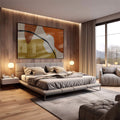 Quadro Decorativo: Abstração Vibrante em Laranja e Preto - quadros decorativos 1 Tela, 1 Tela Horizontal - em escritorio elegante