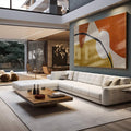 Quadro Decorativo: Abstração Vibrante em Laranja e Preto - quadros decorativos para sala 1 Tela, 1 Tela Horizontal - em living room premium