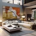 Quadro Decorativo: Abstração Vibrante em Laranja e Preto - quadros decorativos 1 Tela, 1 Tela Horizontal - em sala moderna