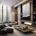 Quadro Decorativo Elegância Monocromática: Luxo Moderno - quadros decorativos 1 Tela Vertical, 3 Telas - em sala moderna