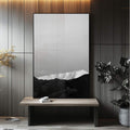 Quadro Decorativo Elegância Monocromática: Luxo Moderno - quadros decorativos para sala 1 Tela Vertical, 3 Telas - em ambiente decorado