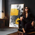 Quadro Decorativo: Ousadia em Amarelo e Preto - quadros decorativos para sala 1 Tela Vertical, 3 Telas - em quarto contemporaneo