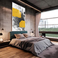 Quadro Decorativo: Ousadia em Amarelo e Preto - quadros decorativos 1 Tela Vertical, 3 Telas - em escritorio elegante