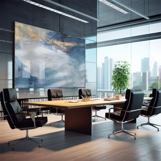 Quadro Decorativo Oceano Infinito: Paz e Inspiração - quadros decorativos 1 Tela, 1 Tela Horizontal - em escritorio elegante