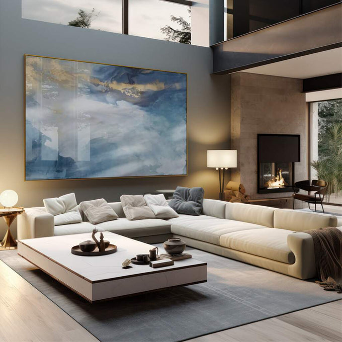 Quadro Decorativo Oceano Infinito: Paz e Inspiração - quadros decorativos para sala 1 Tela, 1 Tela Horizontal - em quarto contemporaneo