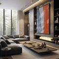 Quadro Decorativo Abstração Vibrante: Energia Pura em Cores - quadros decorativos 1 Tela Vertical, 3 Telas - em sala moderna