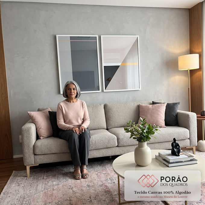 Quadro Decorativo Geometria & Movimento: Inspire-se em sala de estar moderna - quadros decorativos para sala