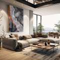 Quadro Decorativo: Explosão Dourada, Arte Vibrante - quadros decorativos para sala 1 Tela Vertical, 3 Telas - em living room premium