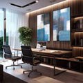 Quadro Decorativo: Abstração Azul Impactante - quadros decorativos 2 Telas, abstrato - em escritorio elegante