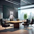 Quadro Decorativo - Grandeza Urbana em Preto e Branco - quadros decorativos 1 Tela, 1 Tela Horizontal - em escritorio elegante