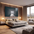 Quadro Decorativo - Grandeza Urbana em Preto e Branco - quadros decorativos para sala 1 Tela, 1 Tela Horizontal - em living room premium