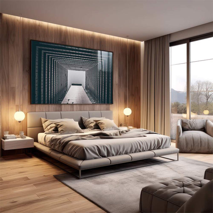Quadro Decorativo - Grandeza Urbana em Preto e Branco - quadros decorativos para sala 1 Tela, 1 Tela Horizontal - em living room premium