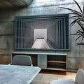 Quadro Decorativo - Grandeza Urbana em Preto e Branco - quadros decorativos para sala 1 Tela, 1 Tela Horizontal - em ambiente decorado